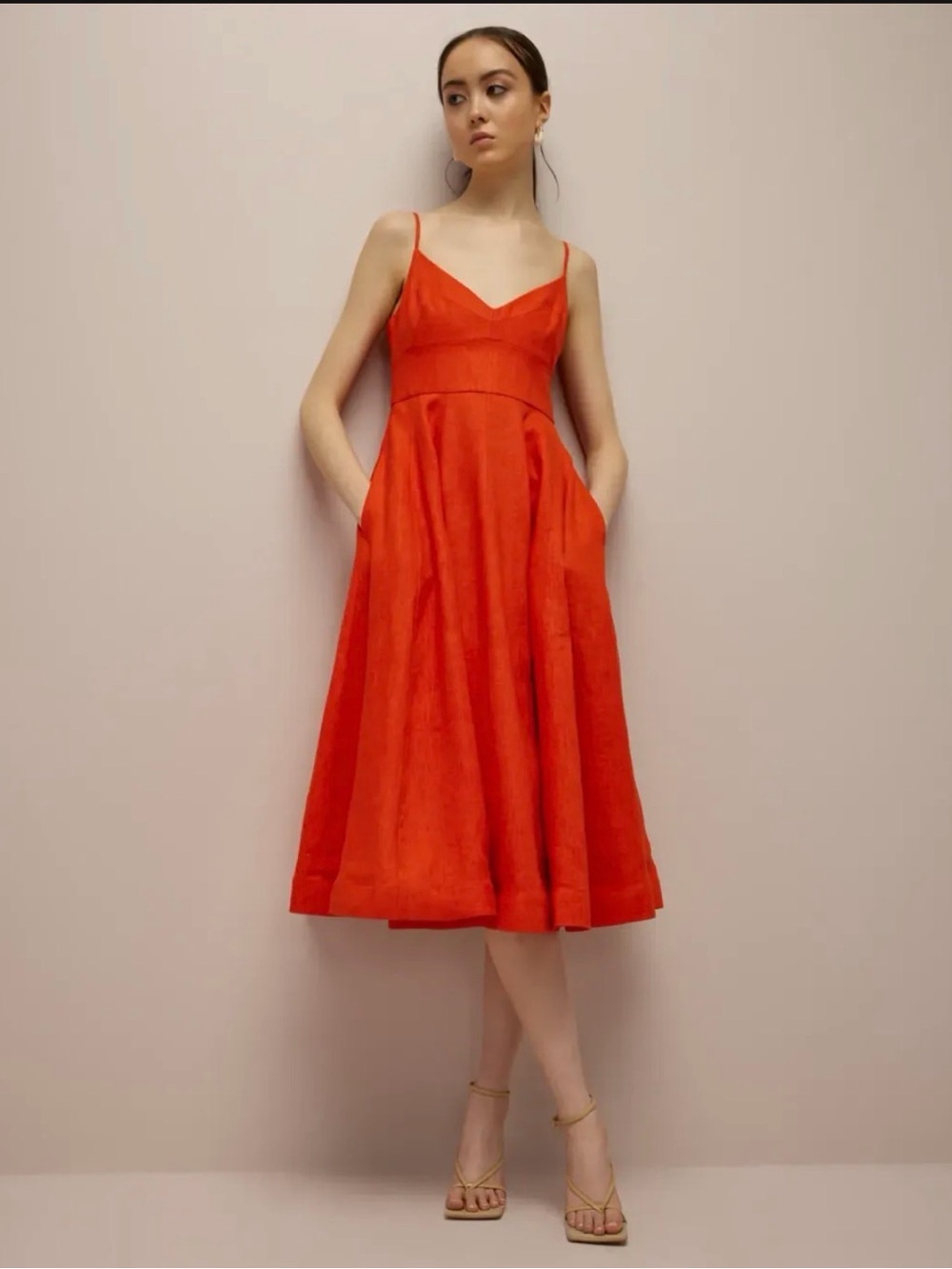 Zimmermann 💯 linen Red Midi Dress